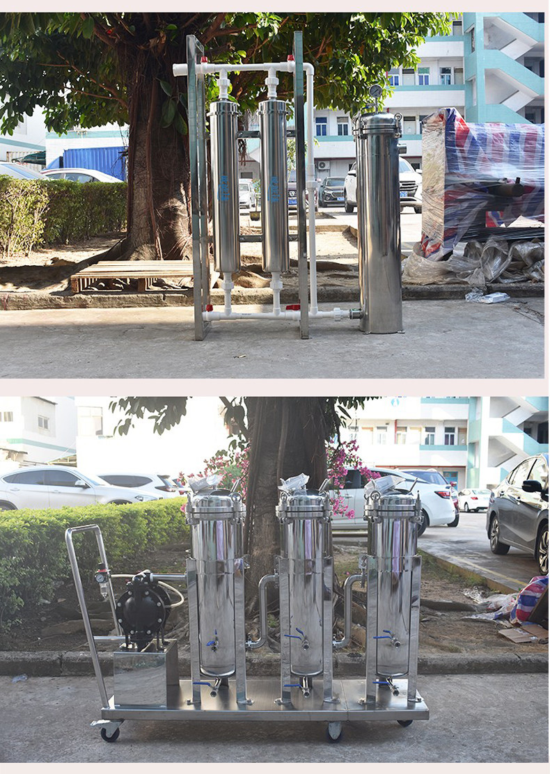 Оборудование для фильтрации 304不锈钢双联过滤器食品饮料牛奶固液分离过滤机并联袋式过滤器