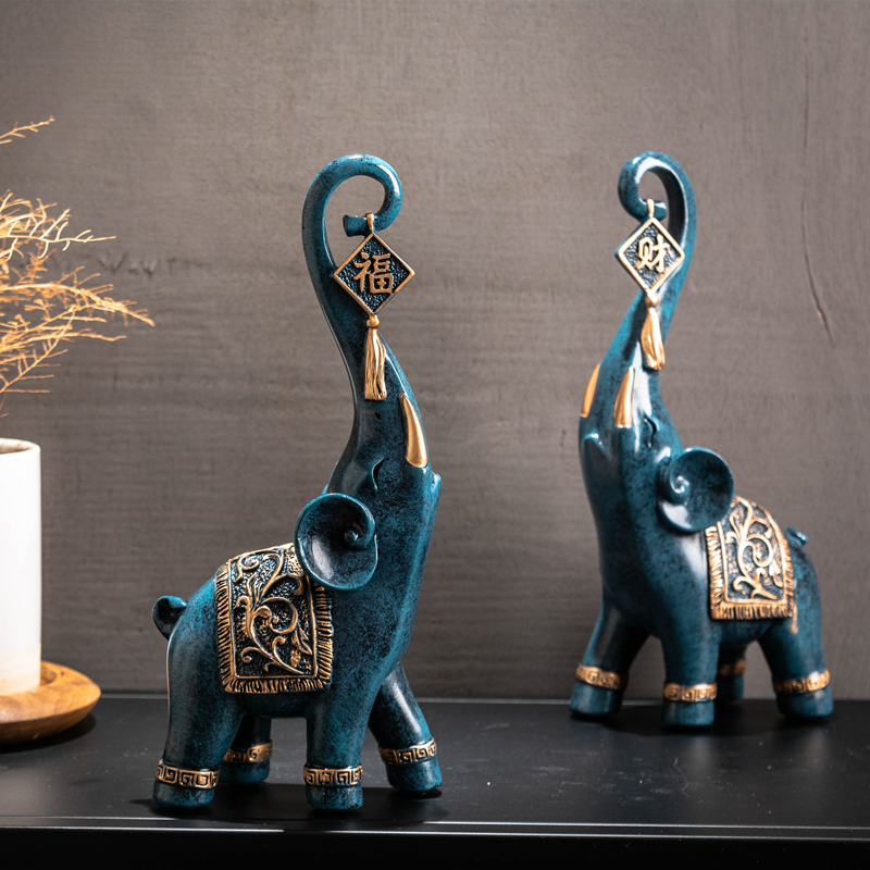 Home living room wine cabinet decorations light luxury high-end elephant decoration art modern minimalist bookshelf small elephant creativity