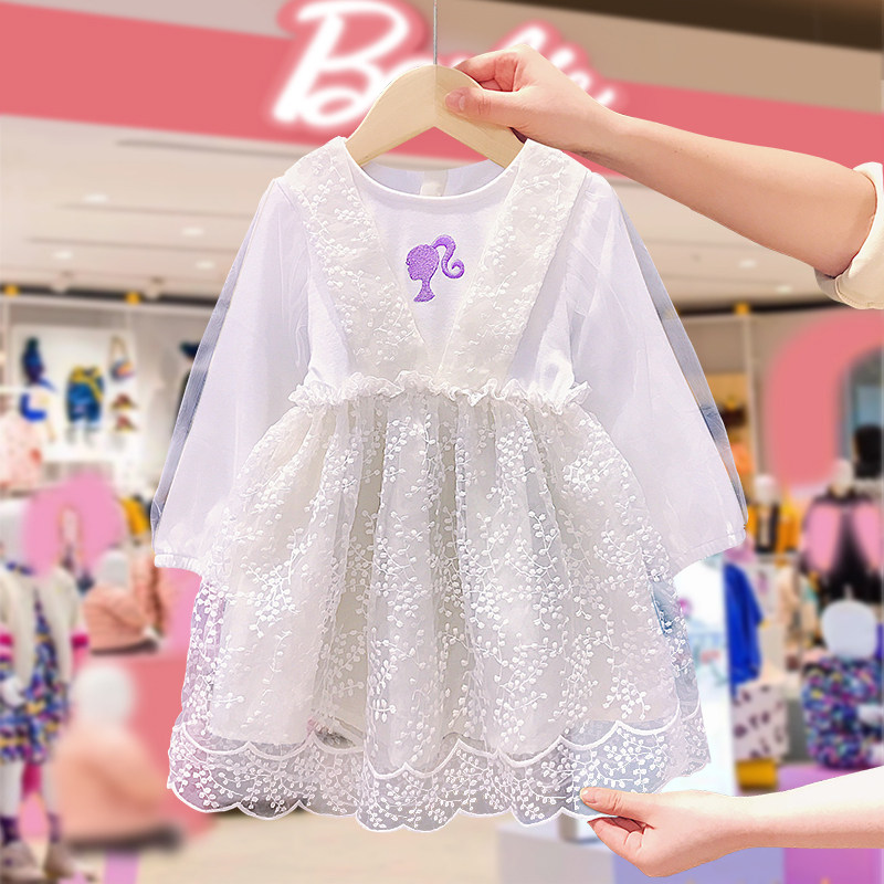 Barbie Barbie girl lace dress sweet children's skirt 2022 autumn girl dress