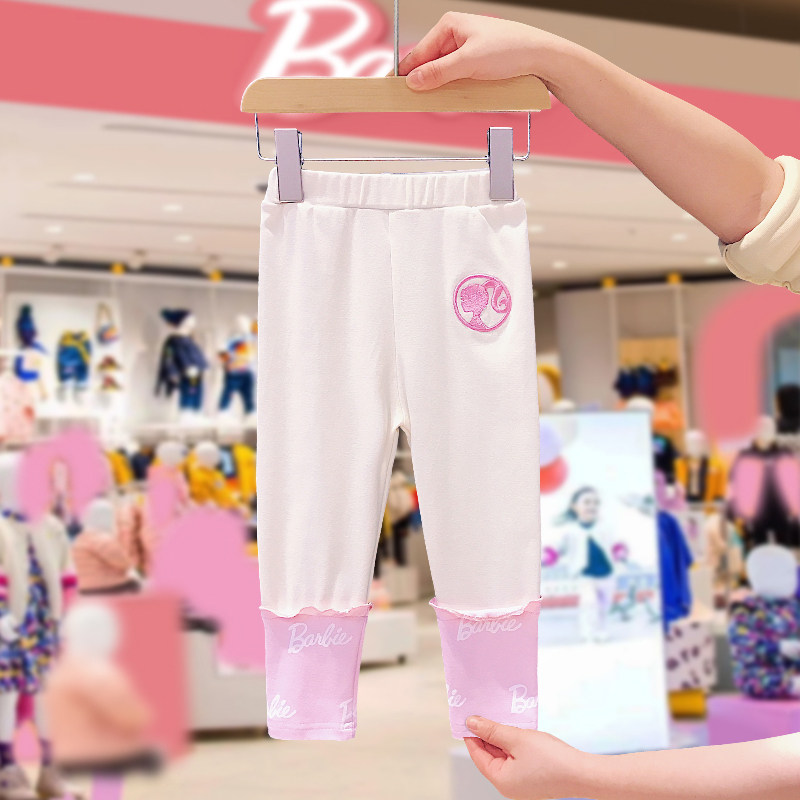 Barbie BARBIE girl baby pants 2022 spring new baby sports long pants casual outside wearing pants tide