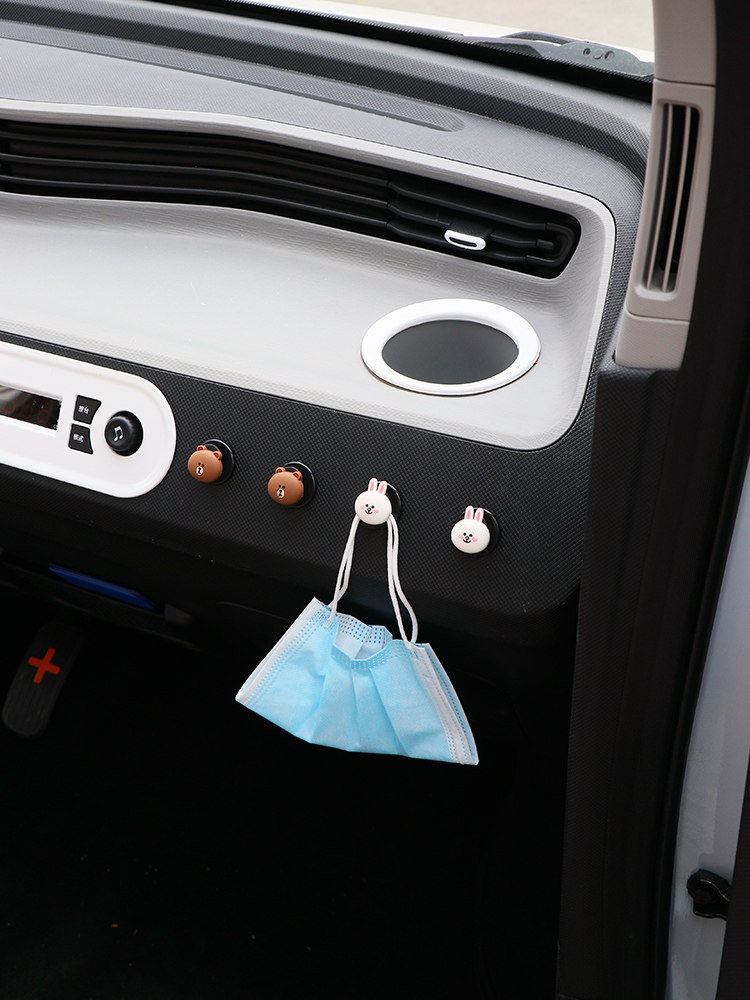 Wuling Hongguang miniev interior decoration cute cartoon car small hook seat item storage invisible hook