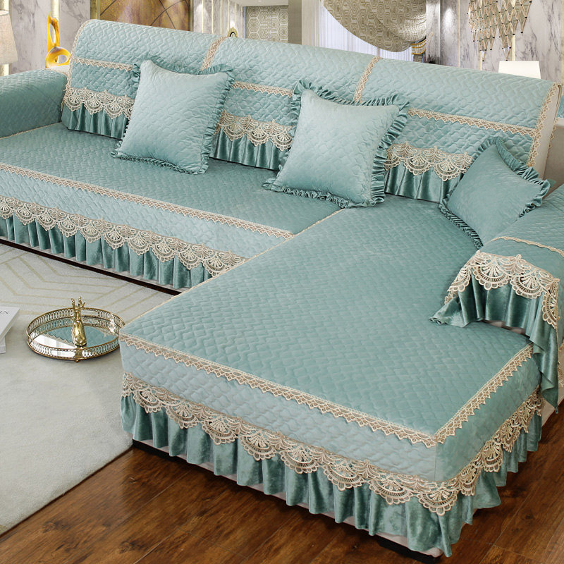 Plush sofa cover 1 2 3 winter sofa cushion thickened cover cloth all-inclusive universal non-slip fabric sofa cushion