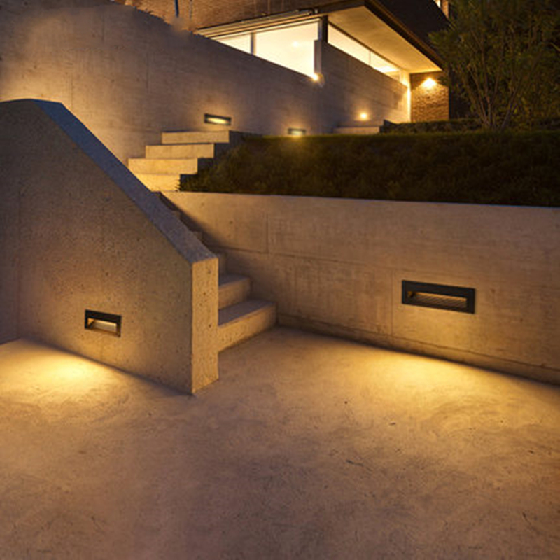 Footlights LED outdoor waterproof stairlights induction lamp embedded wall lamp corridor step step lamp