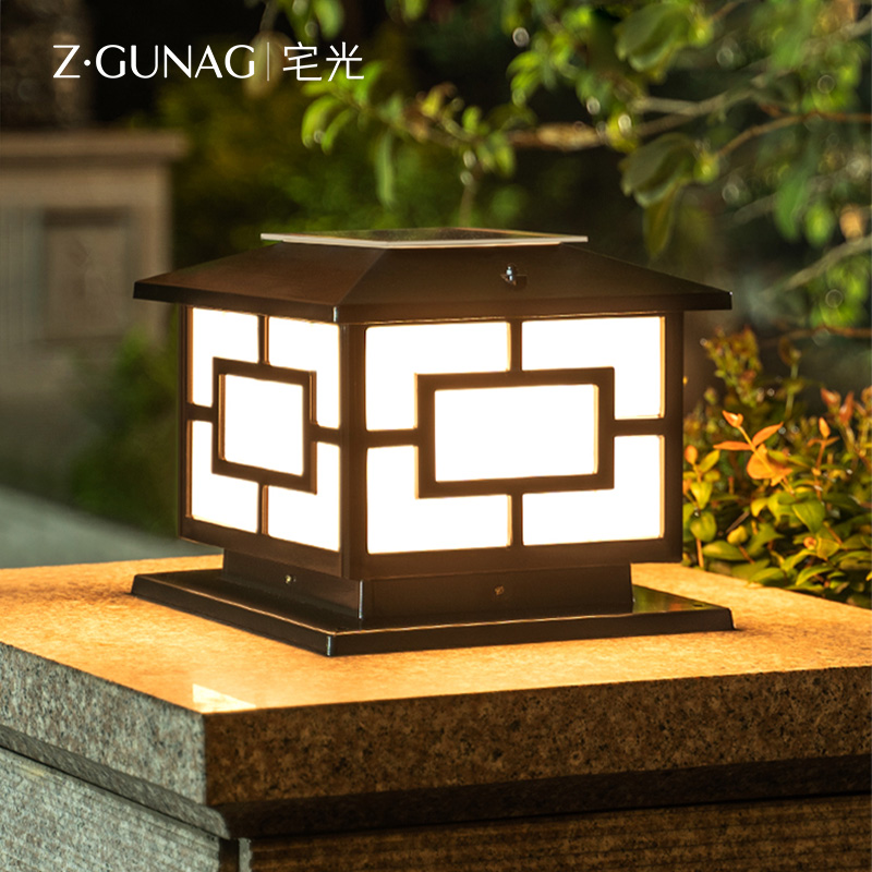 New solar outdoor light garden light home waterproof garden villa simple modern style pillar head light