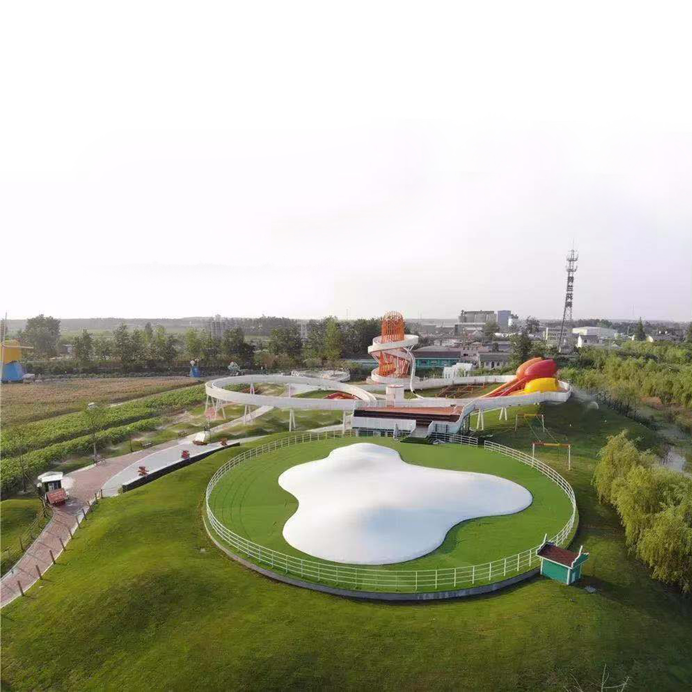 Outdoor farm Shaville bunging clouds inflatable trampoline scenic rainbow large trampoline inflatable floor bouncing bag