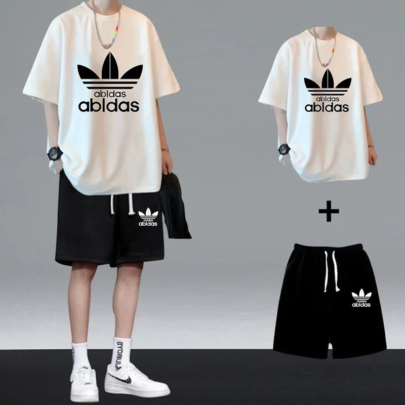 Clover Brand Short-Sleeved Shorts Men's Summer Suit Student Youth Fashion Handsome Loose Pure Cotton Two-Piece Set Clover Brand Short-Sleeved Shorts Men's Summer Suit Student Youth Fashion Handsome Loose Pure Cotton Two-Piece Set