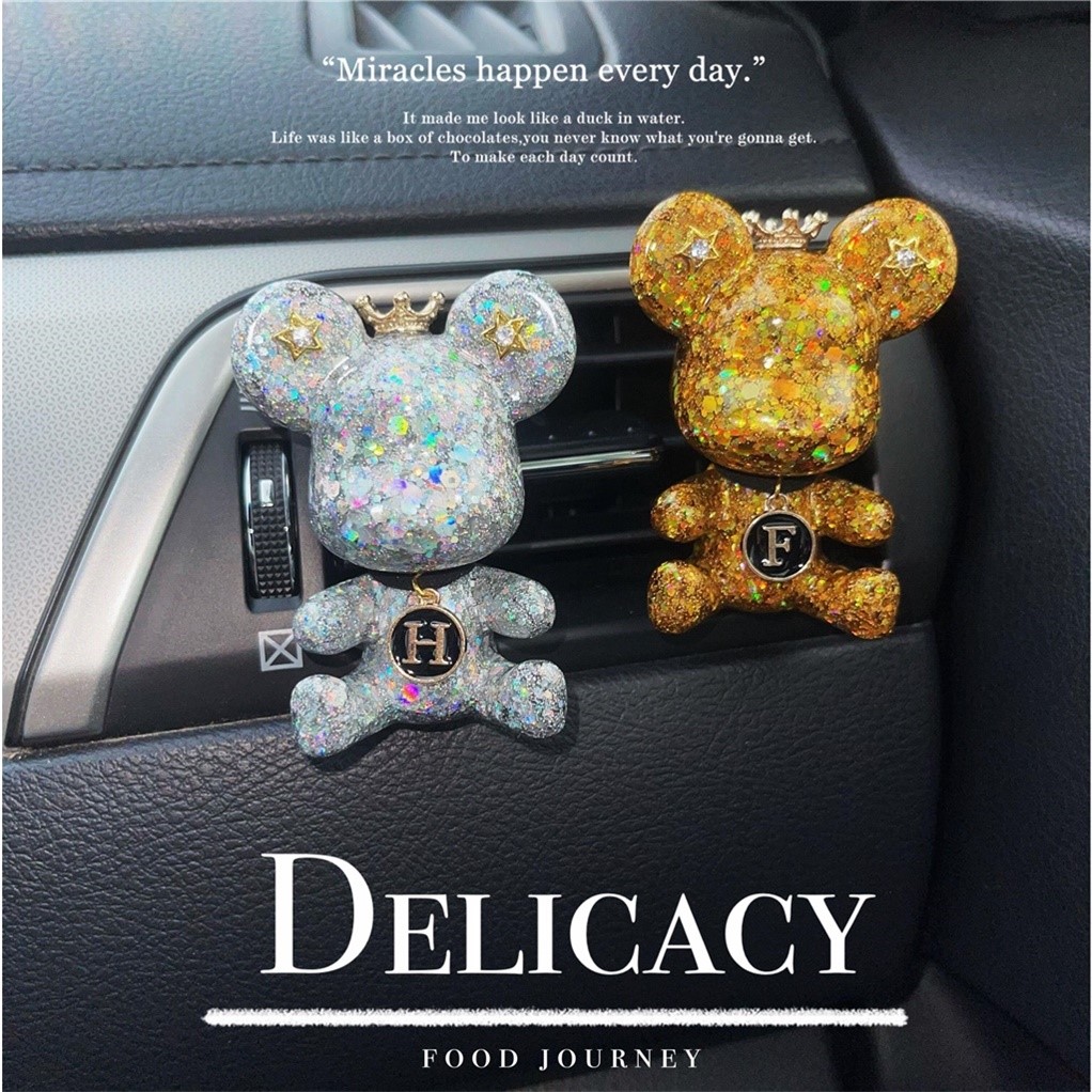 Car furnishing custom letters cute bear outdoor aroma clamper in car interior decorations personally red woman
