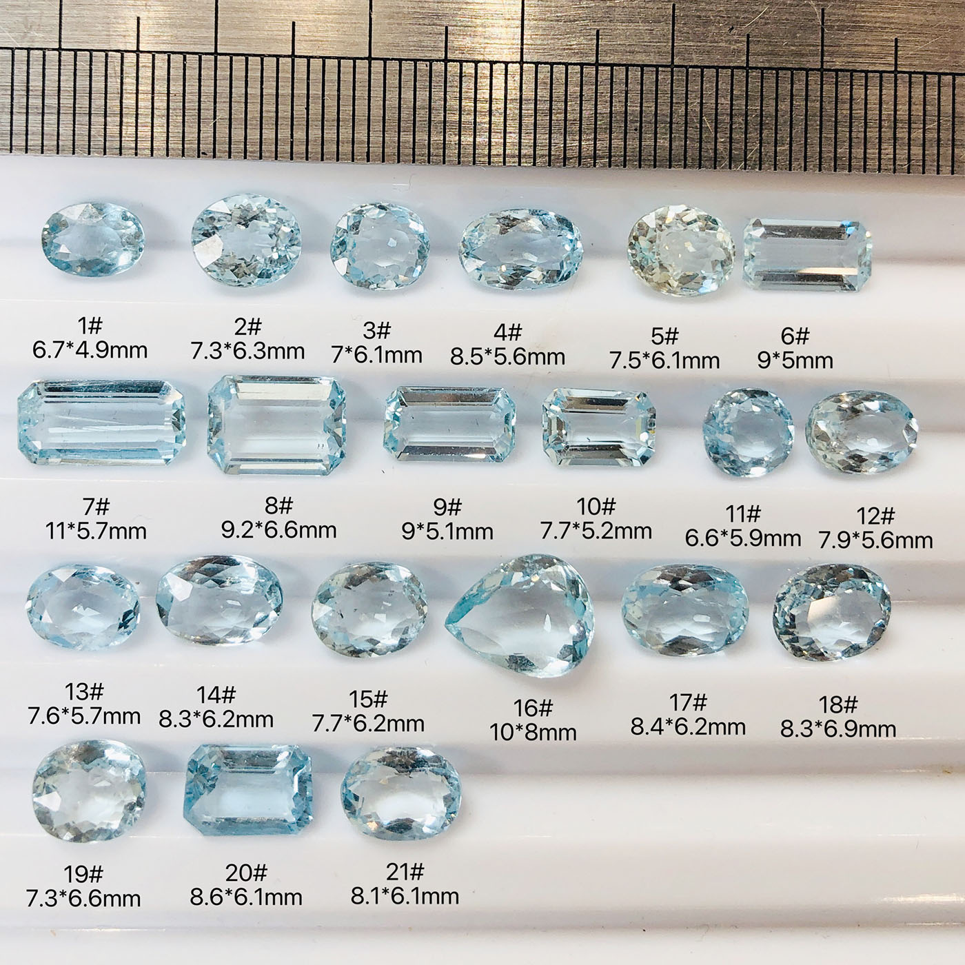 天然海蓝宝裸石合集：椭圆、方形、水滴，0.9-1.9ct，宝石界的