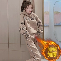 Утепленная утепленная толстовка, осенний модный комплект, демисезонный спортивный костюм, увеличенная толщина, в западном стиле