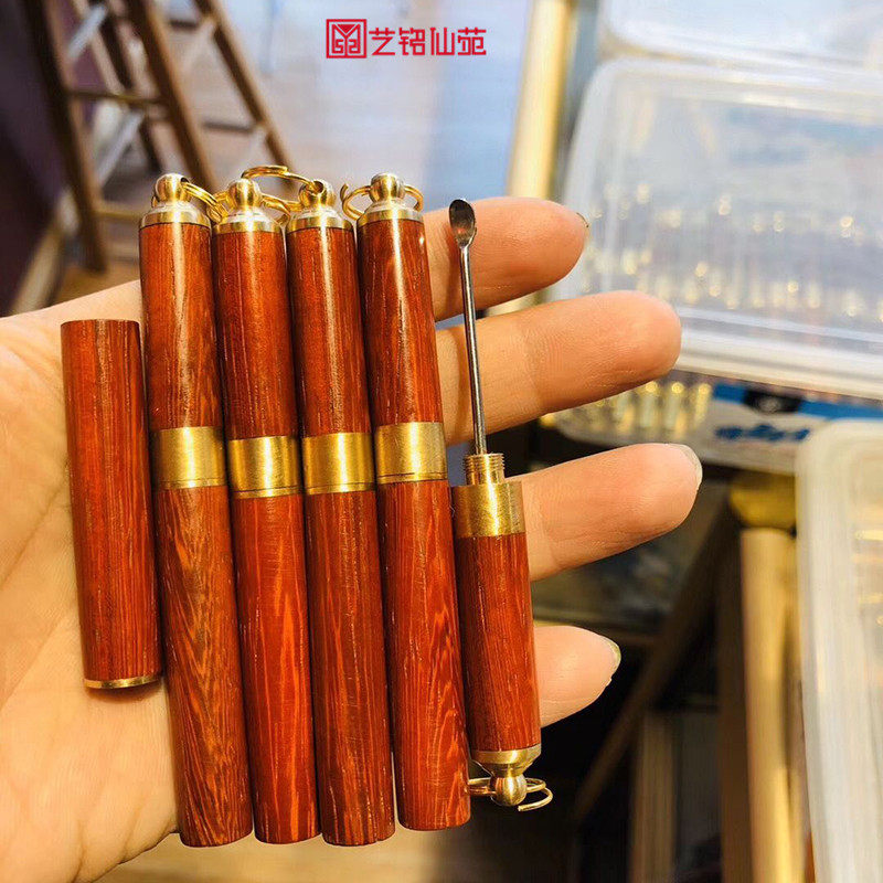 Red sandalwood ear spoon wood carving handle piece portable household wooden ear spoon factory direct sales