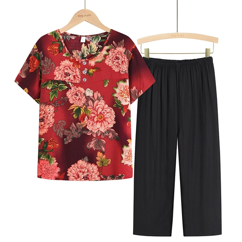 Летняя одежда для матери, комплект для пожилых людей, для среднего возраста, короткий рукав