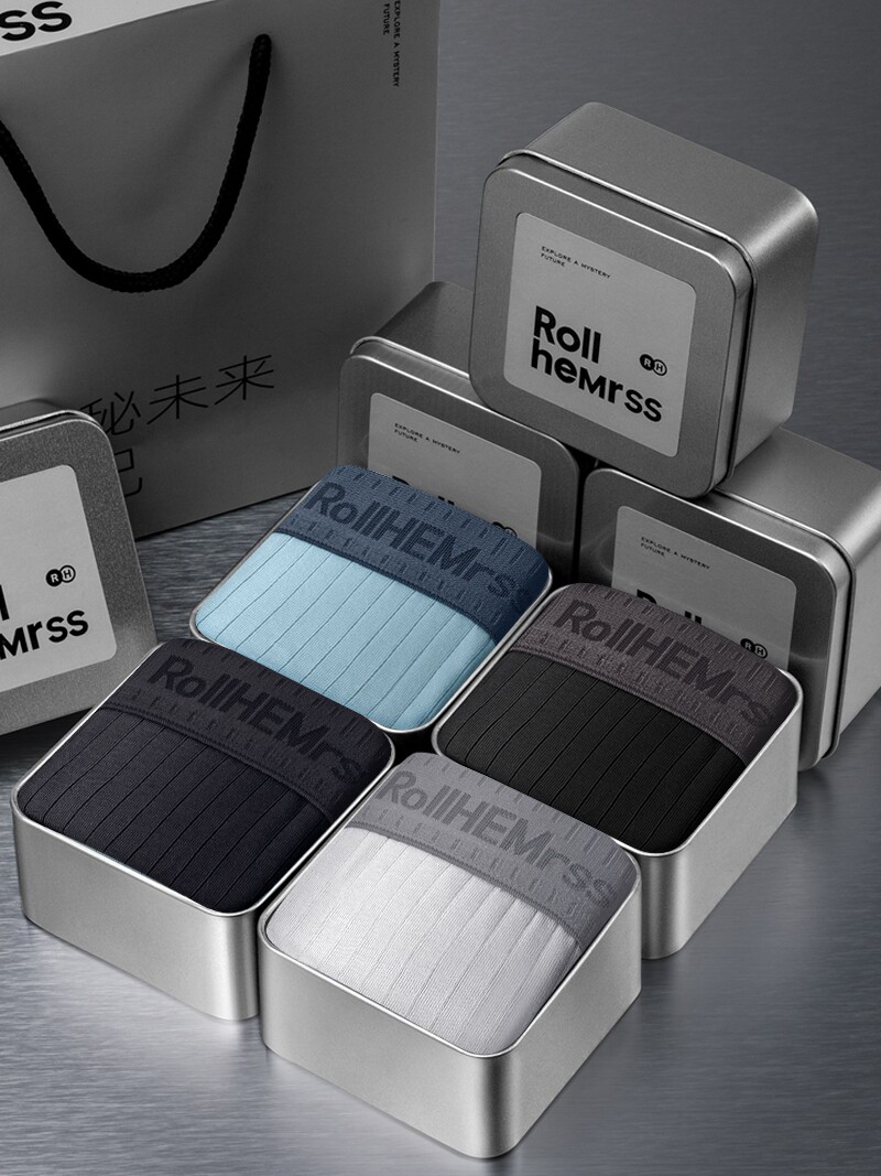 Three Shots Men's Pants Men's Pants Men's Flat Corner Pants Pure Cotton Four Corners Sports Teenagers Modale Stalls Shorts Head Trendy Personality