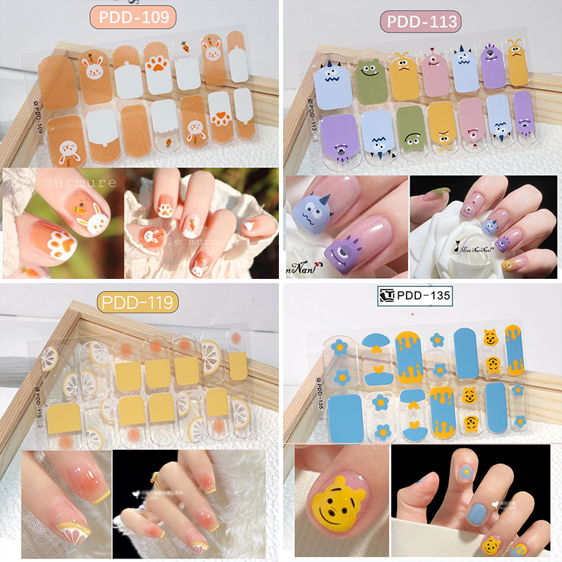 Ice-Clear Lemon Summer Fresh Nail Polish Film Rabbit Cute Shiny Gradient Tulip Waterproof Self-Adhesive Nail Stickers
