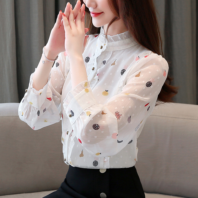Early autumn women's floral chiffon shirt long sleeve autumn 2022 new women's autumn top fashion foreign high-end small shirt