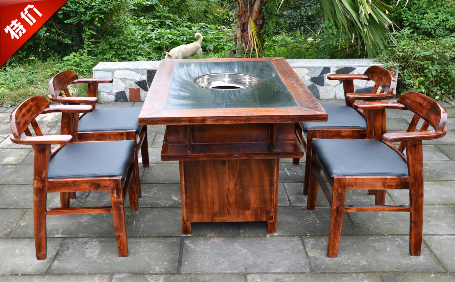 Manufacturer customized marble hot pot table and chairs battery stove liquid gas cooker solid wood cabinet type hot pot table-Taobao