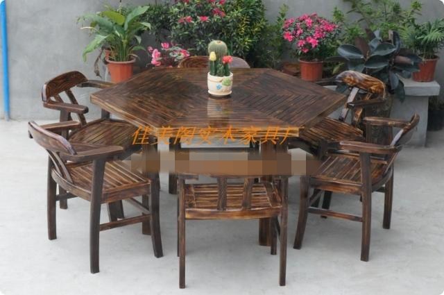 Solid wood dining table and chairs Dining Table Eight Fairy Table Casual Chair Outdoor Chair One Table 6 Chairs Carbonated