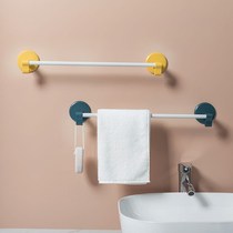 Towel Rack Free to punch toilet bath towel rack suction cup wall-mounted sheller bathroom theorizer Single-pole hanging towel bar