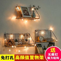 Free-to-punch wall partition shelf Bedroom toilet accommodating living room Kitchen Quarters God Instrumental shelf