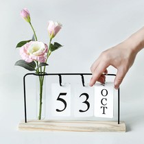 Minimalist desktop calendar vase emulated flower dry flower pendulum decoration dins room office hydropony flower flower arrangement