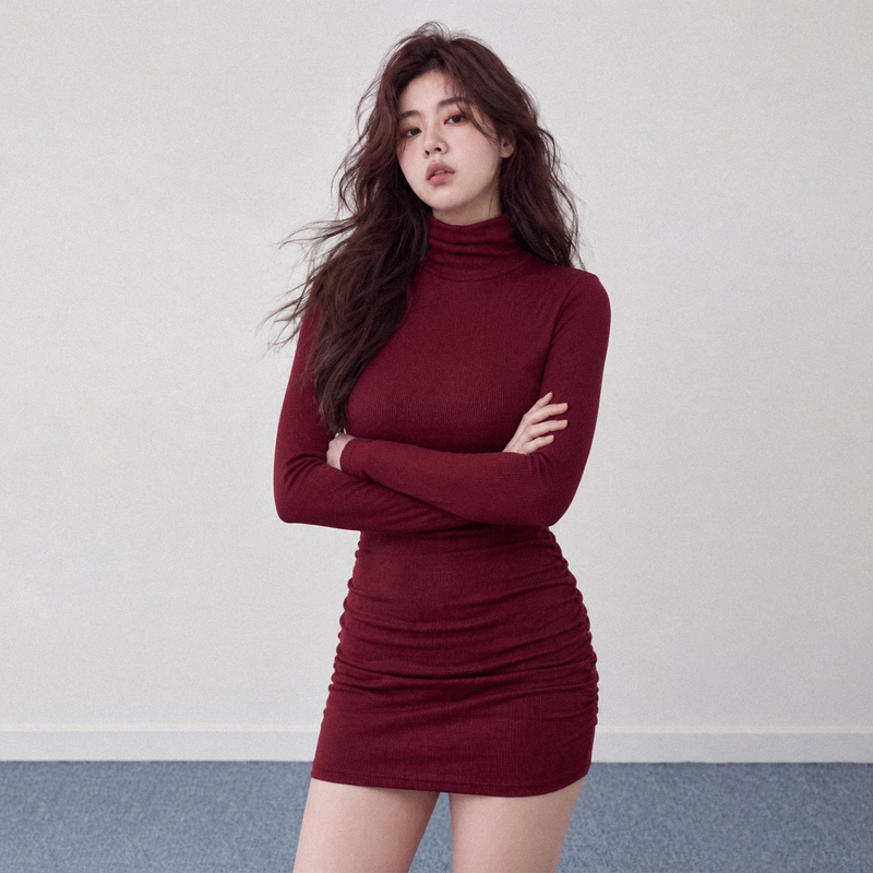 Plus Size Red Turtleneck Dress Short Style Plus Size Women's Clothing Slightly Chubby Chinese Red Slimming Base Dress Bodycon Dress Plus Size Red Turtleneck Dress Short Style Plus Size Women's Clothing Slightly Chubby Chinese Red Slimming Base Dress Bodycon Dress