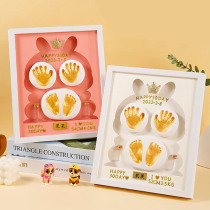 Baby one-year-old hand and foot imprint lanugo souvenir homemade hundred-day full moon hand and foot imprint mud newborn baby birth commemoration
