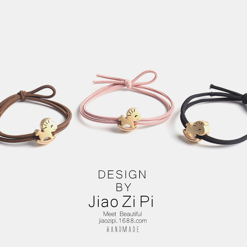 bc hair wood high tie hair ring 00 tendon rubber childlike ponytail horse small hair cute Korean elastic ring hundred simple version ah