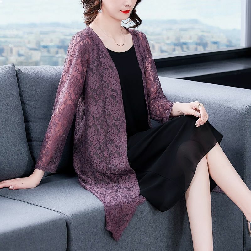 Summer Lace Sun Protection Clothing for Women, Cardigan, Large Size, New Style, Mid-Length, Paired with Skirt, Lace Shirt, Chiffon Shirt Summer Lace Sun Protection Clothing for Women, Cardigan, Large Size, New Style, Mid-Length, Paired with Skirt, Lace Shirt, Chiffon Shirt
