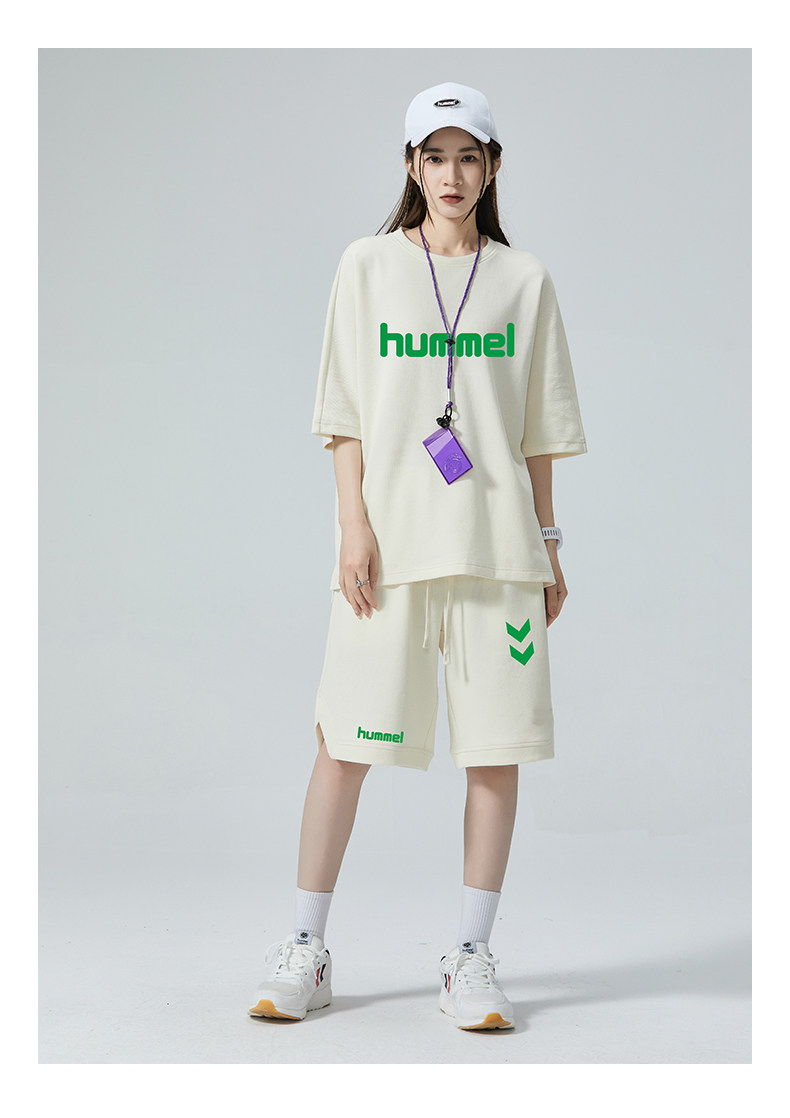 丹麦 hummel  情侣款 时尚休闲 T恤+短裤 运动套装 图2