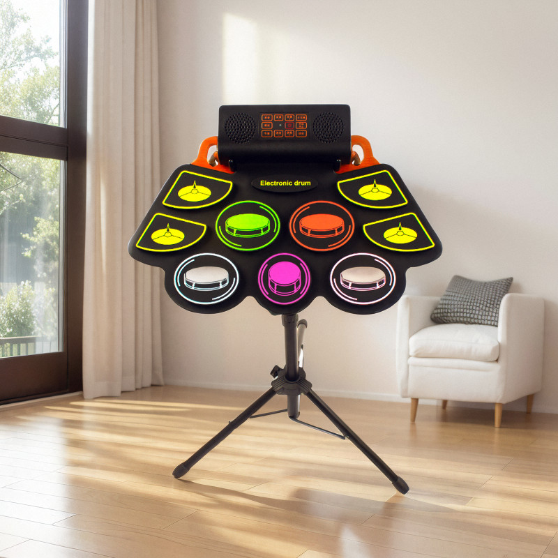 手作りの電子ドラムキット、持ち運び可能な電子ドラムセット、大人、子供、初心者向けの家庭練習用機器。