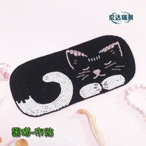 Cartoon Kitty Black Cat Nails Beads Womens Clothing Decorative Beads Fabric Patch Clothing Accessories Black Patch Applied With Flower Cups Mat