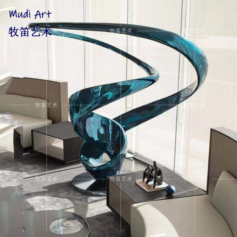 Large floor-landing glass fiber rotating spiral abstract sculptsSamplesHouseDisplay centerMarketing centerArt installation