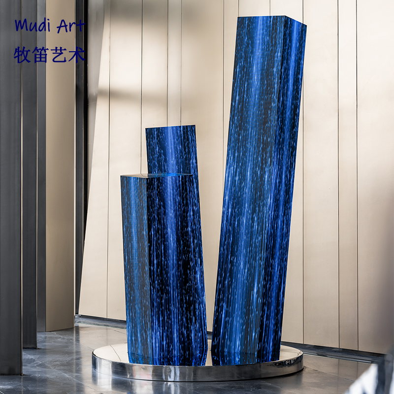 Large abstract color blue luminous press crystal material lamppostsculptsSamplesHouseCenter Software Art