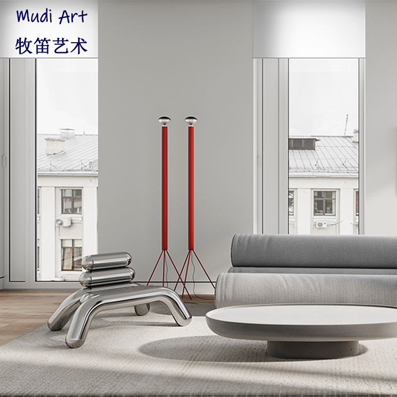 Glass Fiber Plated Profiled Steel Pipe Splicing Pipe Strip Chair-Like Board Room Living-room Sample House Display Center Hotel Personalized Casual Chair