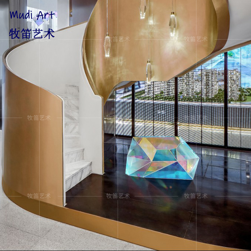 Block Surface Dazzling Color Acrylic Stone Sculpture Pendulum Sample House Display Center Hall Stairway Hotel Lobby Art Installation