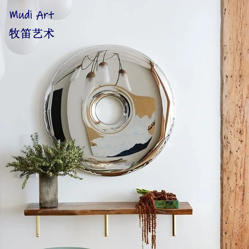 Stainless steel round metal doughnut wall hanging wall hanging sample room display centersroom soft design device