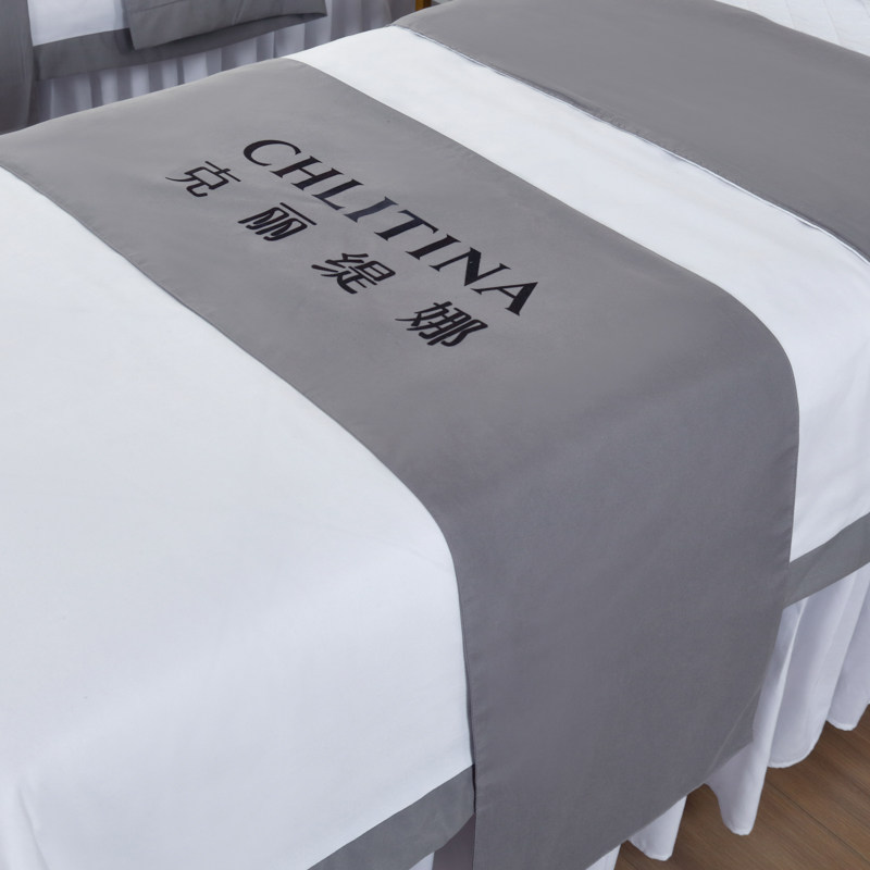 美容サロン用のベッドランナーやカーテン、美容ベッドやマッサージベッド専用のベッドランナーやカーテンストリップには、ロゴを印刷できます。