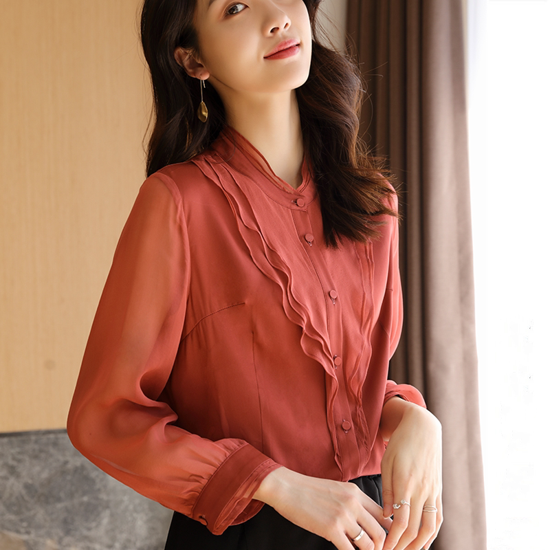 2022 spring and summer new domestic Zhihe icicle heavy mulberry silk shirt silk long-sleeved shirt