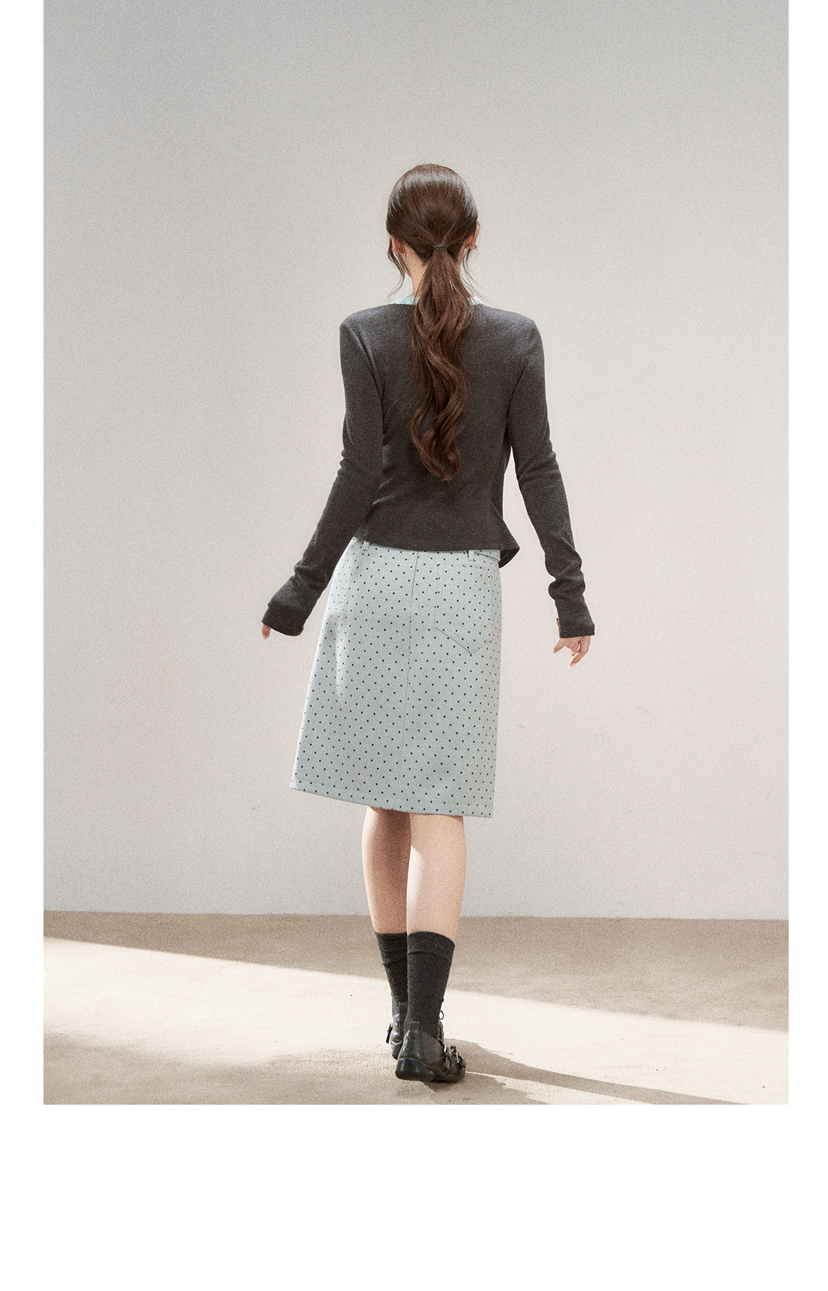 Wildberry Polka Dot Belted A-Line Midi Skirt
