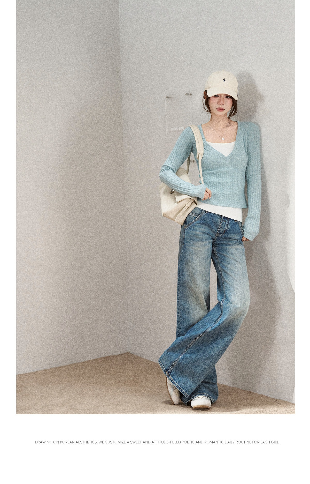 Wildberry Faux Two-Piece V-Neck Ribbed Knit Top