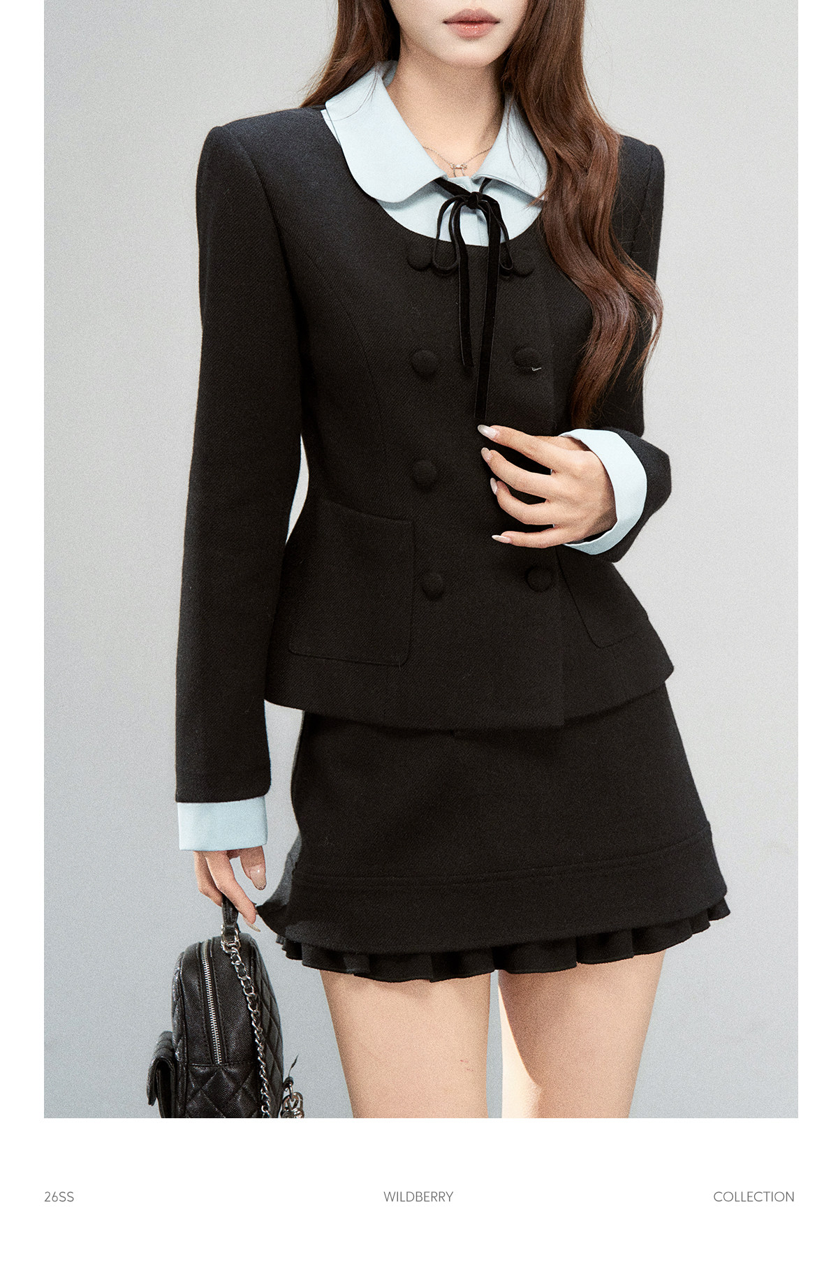 Wildberry Faux Two-Piece Colorblock Jacket and Skirt Set