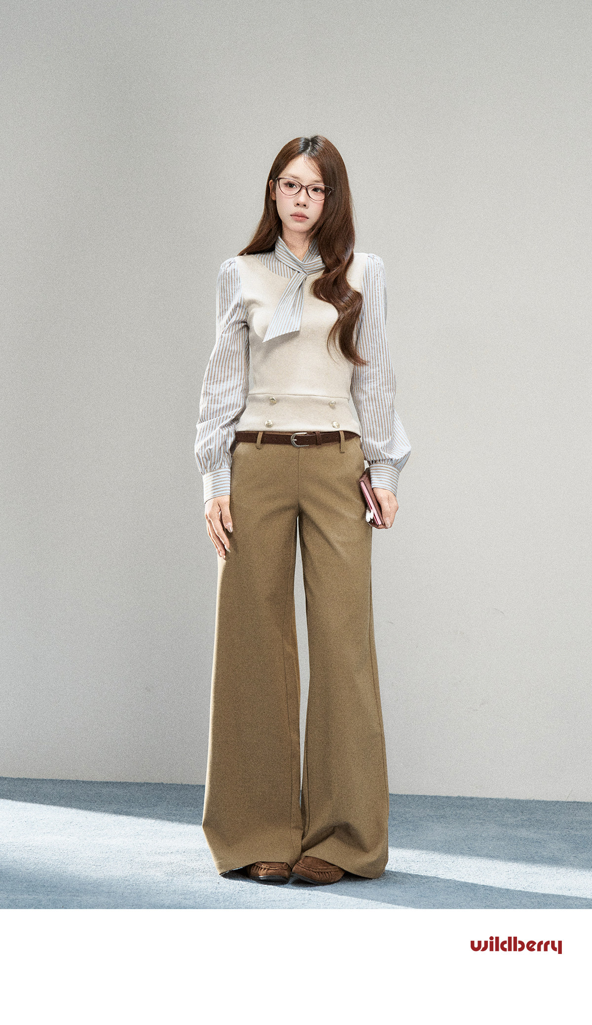 Wildberry Striped Tie-Waist Faux Two-Piece Shirt