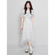 A small wild berry floral dress tea break dress V-neck dress a-line women's summer waist style mid-length slim fit
