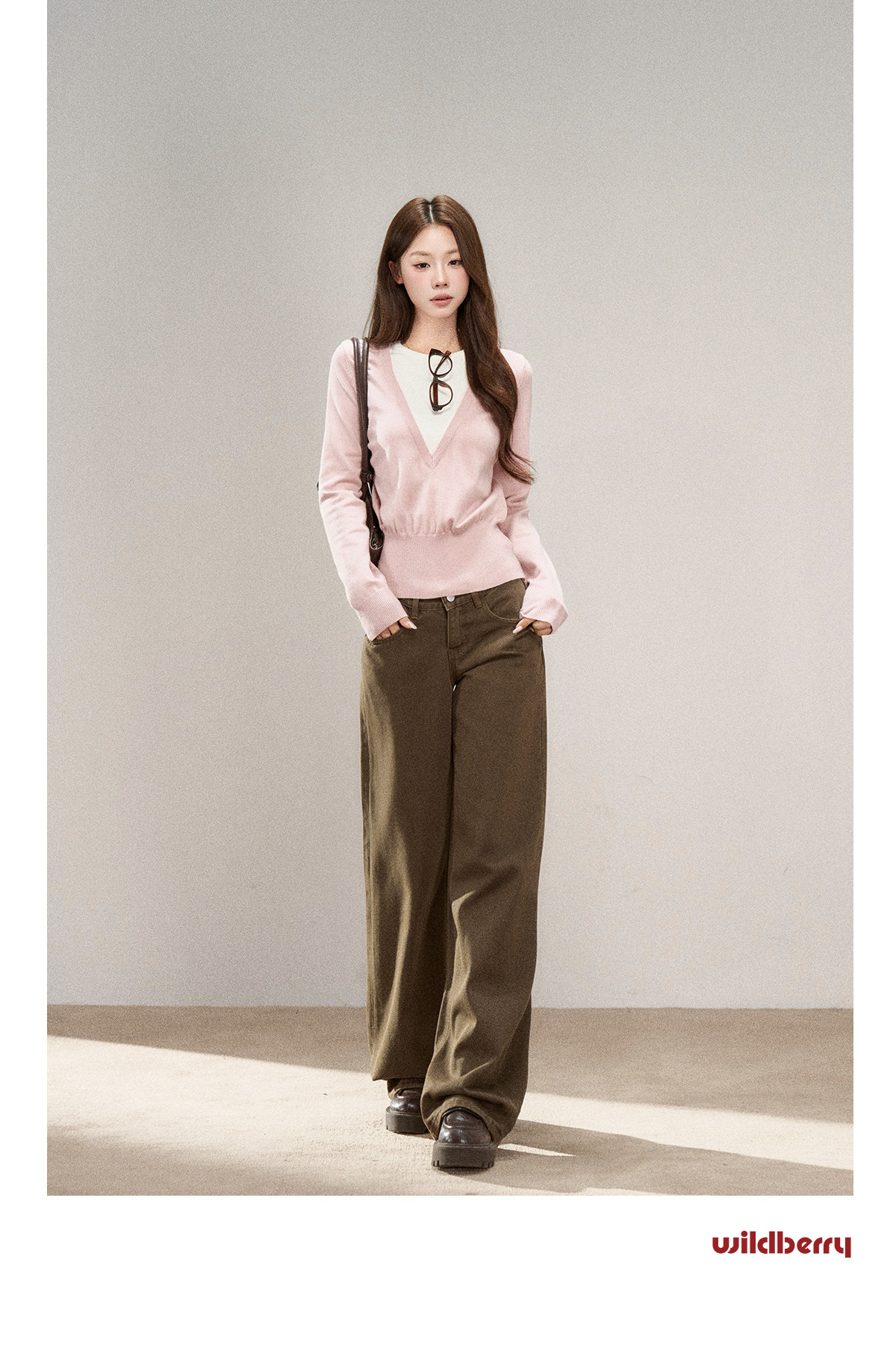 Wildberry Brown Wide-Leg Jeans