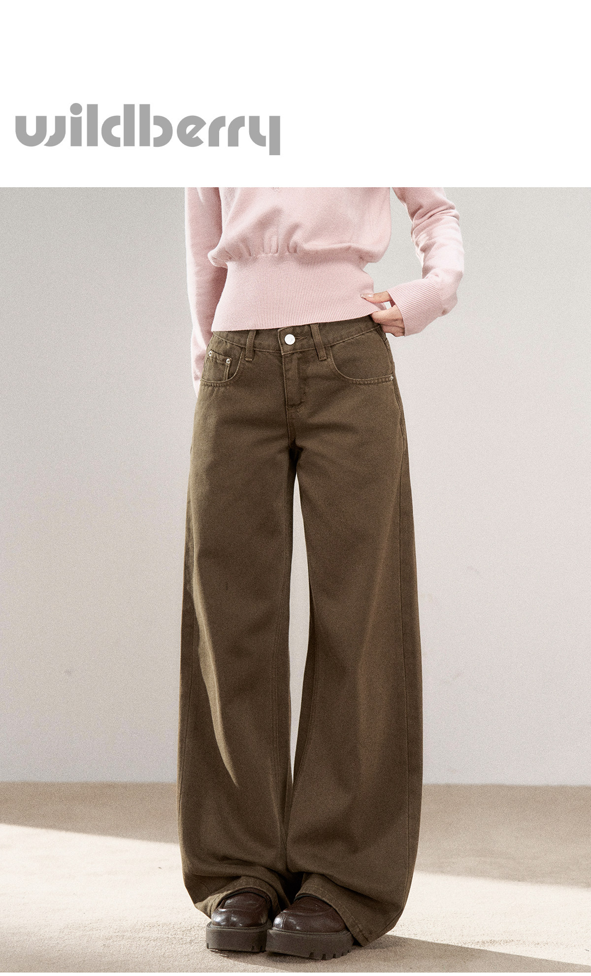 Wildberry Brown Wide-Leg Jeans