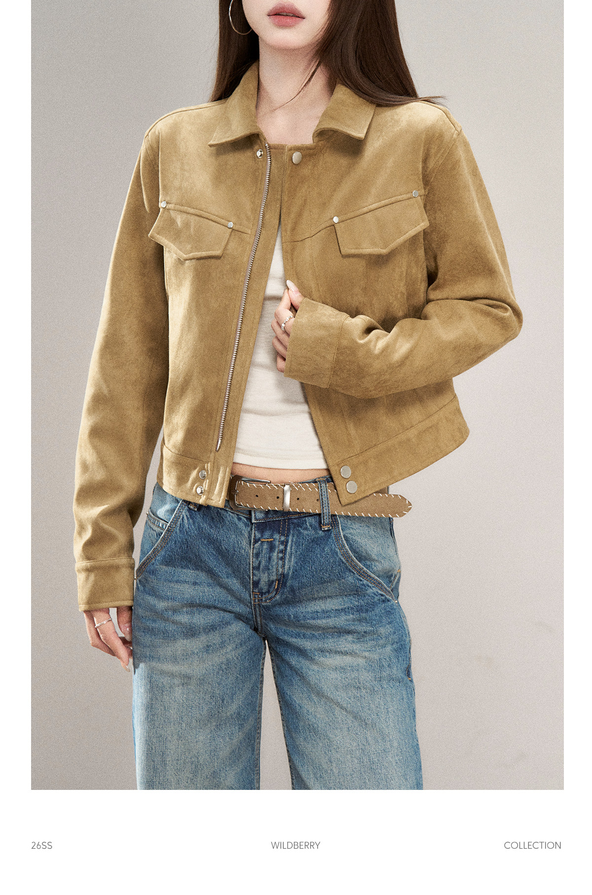 Wildberry Khaki Suede Cargo Jacket