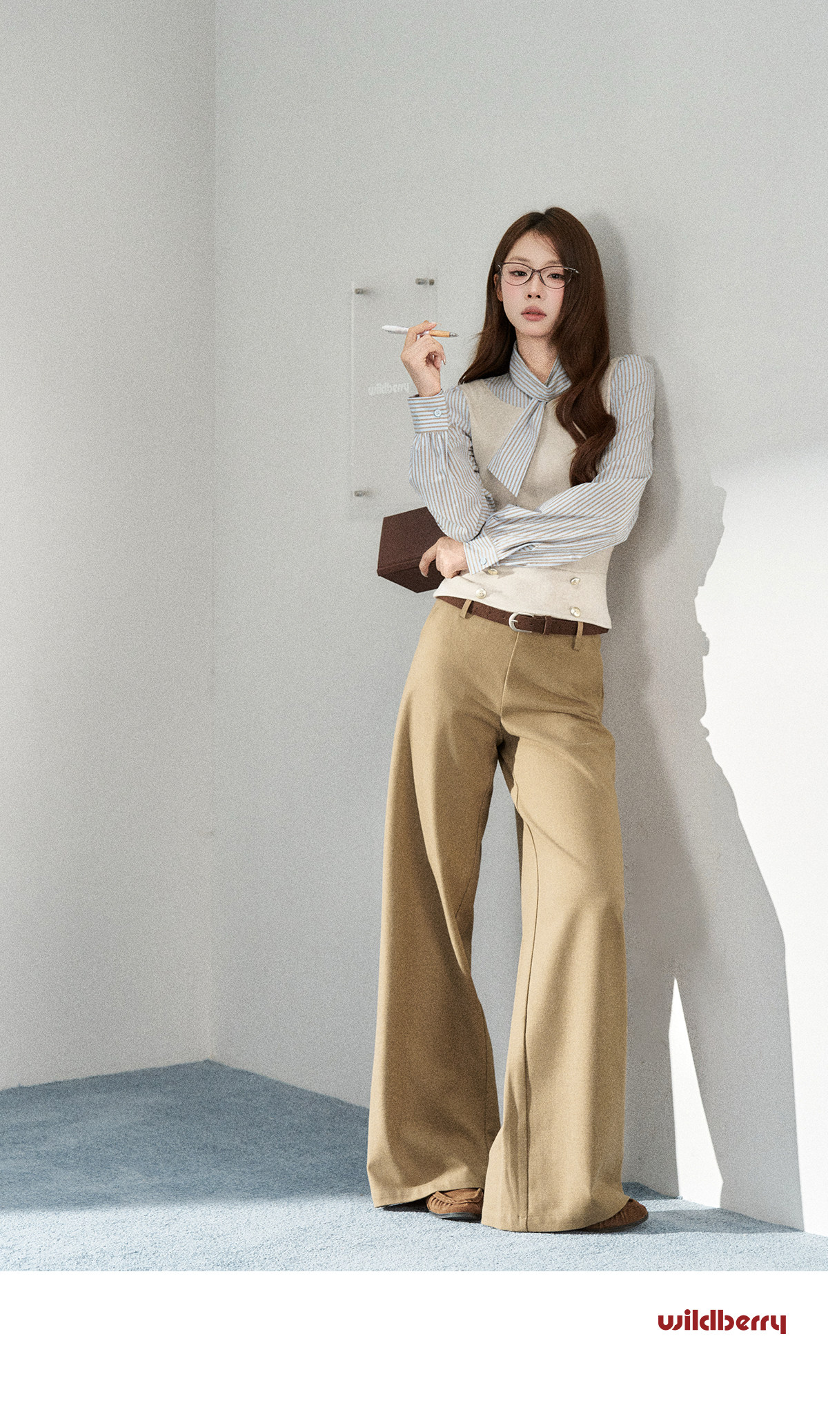 Wildberry Striped Tie-Waist Faux Two-Piece Shirt