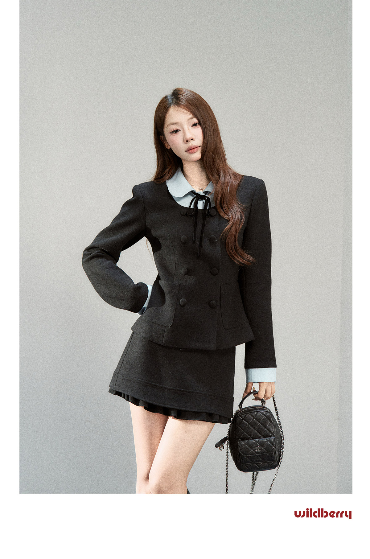 Wildberry Faux Two-Piece Colorblock Jacket and Skirt Set