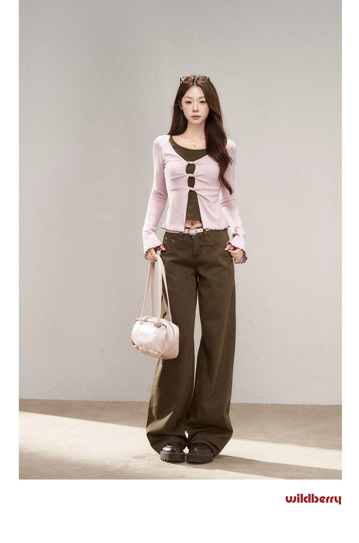 Wildberry Brown Wide-Leg Jeans