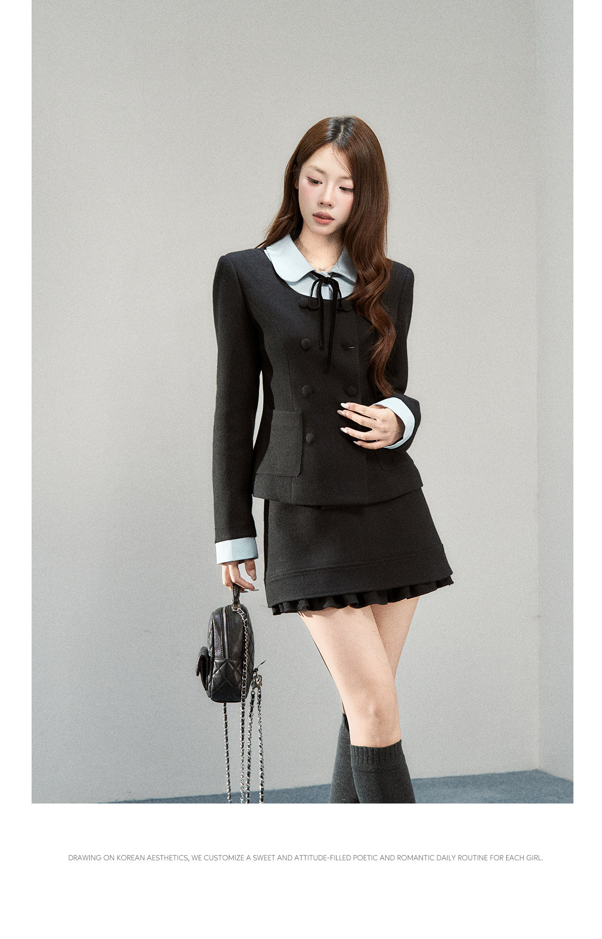 Wildberry Faux Two-Piece Colorblock Jacket and Skirt Set