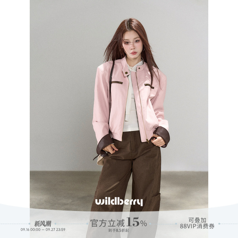 A Small Wildberry Pink Leather Jacket for Women, 2026 Autumn New Style, Cool, Unique, Super Nice Casual Jacket A Small Wildberry Pink Leather Jacket for Women, 2026 Autumn New Style, Cool, Unique, Super Nice Casual Jacket